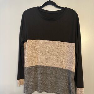 Cozy Colorblock Long Sleeve Sweater - Black, Beige, Gray